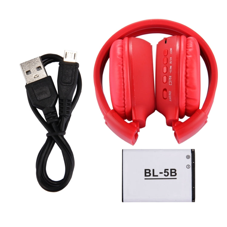 BS-N65 Headband Folding Stereo HiFi Wireless Headphone Headset with LCD Screen & TF Card Slot & LED Indicator Light & FM Function(Red) - Headset & Headphone by buy2fix | Online Shopping UK | buy2fix