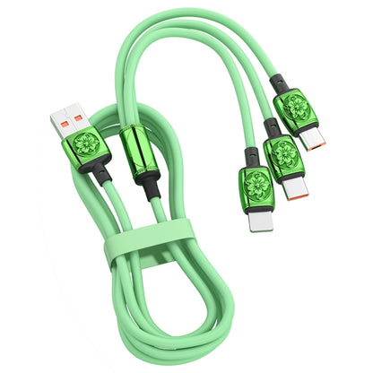 YT23085 Carved 3.5A 3 in 1 USB to Type-C / 8 Pin / Micro USB Fast Charging Cable, Cable Length: 1.2m(Green) - Multifunction Cable by buy2fix | Online Shopping UK | buy2fix