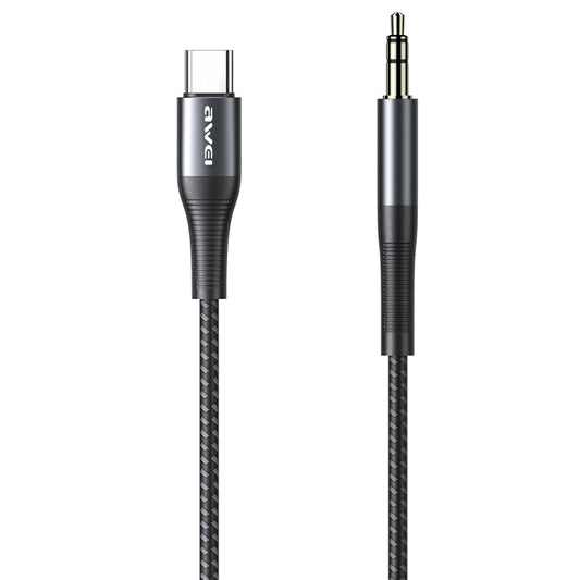 awei CL-116T Type-C / USB-C to 3.5mm Hi-Fi Audio Cable (Black Grey) - Video & Audio Cable by awei | Online Shopping UK | buy2fix