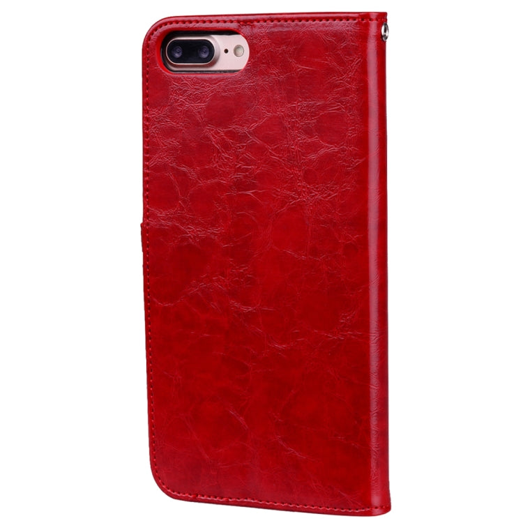 For iPhone 8 Plus & 7 Plus Business Style Oil Wax Texture Horizontal Flip Leather Case with Holder & Card Slots & Wallet (Red) - More iPhone Cases by buy2fix | Online Shopping UK | buy2fix