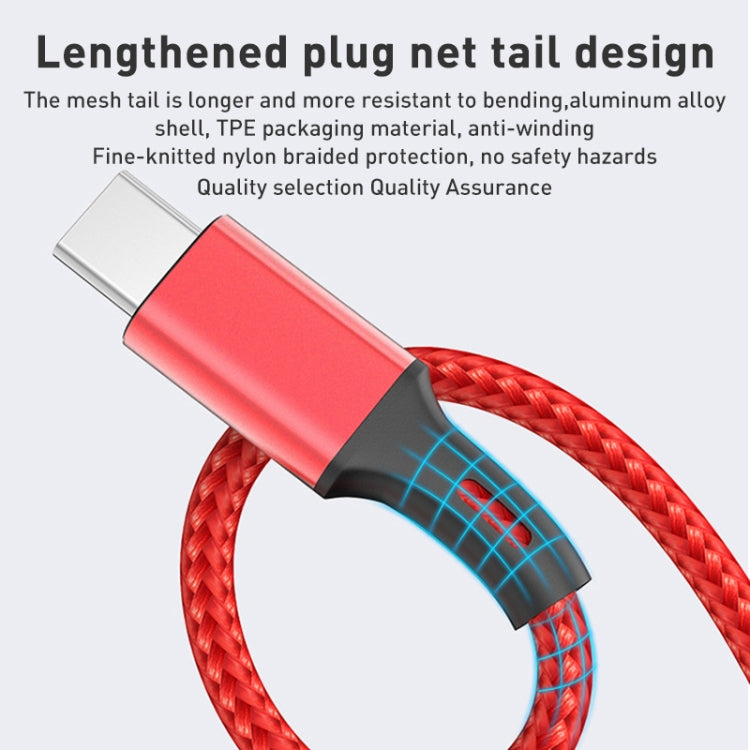 1.2m Nylon Weave 3 in 1 2.4A USB to Micro USB + 8 Pin + Type-C Charging Cable(Blue) - Multifunction Cable by buy2fix | Online Shopping UK | buy2fix