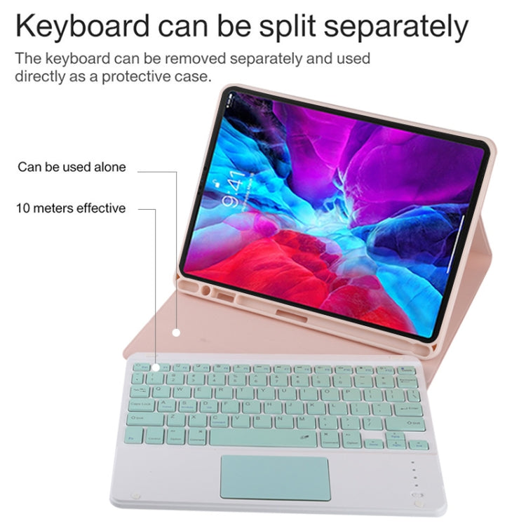 TG11BC Detachable Bluetooth Green Keyboard Microfiber Leather Tablet Case for iPad Pro 11 inch (2020), with Touchpad & Pen Slot & Holder (Pink) - For iPad Pro by buy2fix | Online Shopping UK | buy2fix