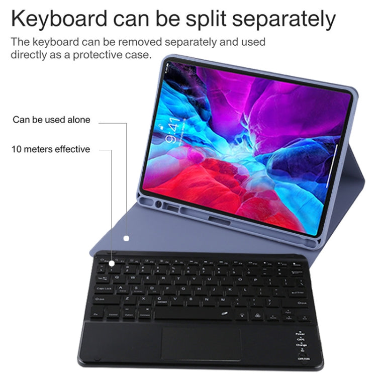 TG11BCS Detachable Bluetooth Black Keyboard Microfiber Leather Tablet Case for iPad Pro 11 inch (2020), with Backlight & Touchpad & Pen Slot & Holder (Purple) - For iPad Pro by buy2fix | Online Shopping UK | buy2fix