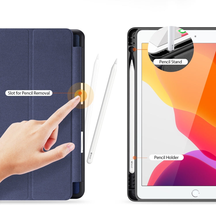 For iPad 10.2 DUX DUCIS Domo Series Horizontal Flip Magnetic PU Leather Case with Three-folding Holder & Pen Slot & Sleep / Wake-up Function (Blue) - iPad 10.2 Cases by DUX DUCIS | Online Shopping UK | buy2fix