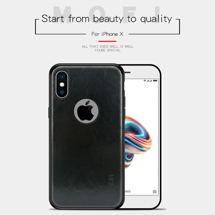 For iPhone X MOFI Shockproof PC+TPU+PU Leather Protective Back Case(Black) - More iPhone Cases by MOFI | Online Shopping UK | buy2fix