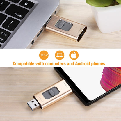 Richwell 3 in 1 32G Type-C + 8 Pin + USB 3.0 Metal Push-pull Flash Disk with OTG Function(Black) - U Disk & Card Reader by Richwell | Online Shopping UK | buy2fix