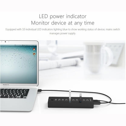 ORICO P10-U2-V1 10 USB 2.0 Ports HUB, Specification: US Plug - USB HUB by ORICO | Online Shopping UK | buy2fix