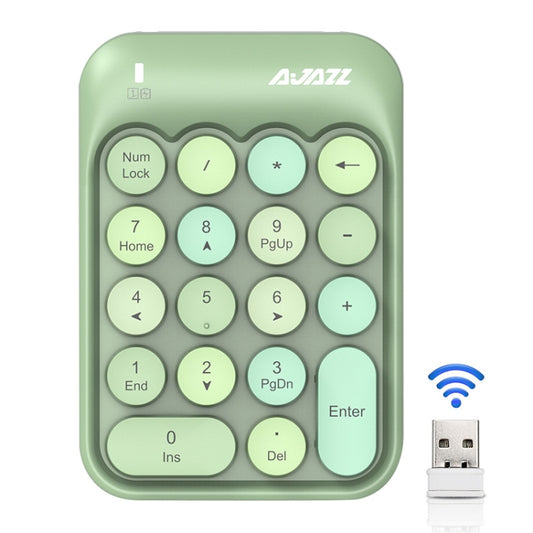 Ajazz AK18 2.4G Mini Wireless Mixed Color Keys Numeric Keyboard (Green) - Wireless Keyboard by Ajazz | Online Shopping UK | buy2fix