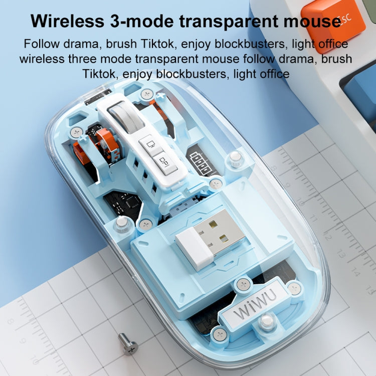 WIWU Crystal Wireless Mouse WM105 Three-mode Rechargeable Mute Wireless Mouse (Blue) - Wireless Mice by WIWU | Online Shopping UK | buy2fix