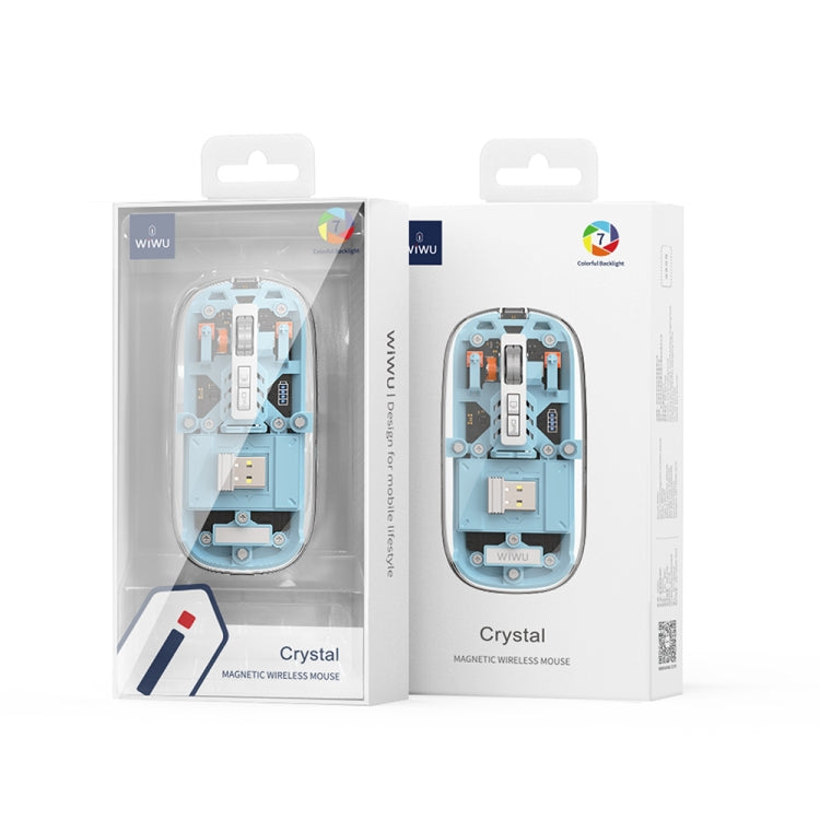 WIWU Crystal Wireless Mouse WM105 Three-mode Rechargeable Mute Wireless Mouse (Blue) - Wireless Mice by WIWU | Online Shopping UK | buy2fix