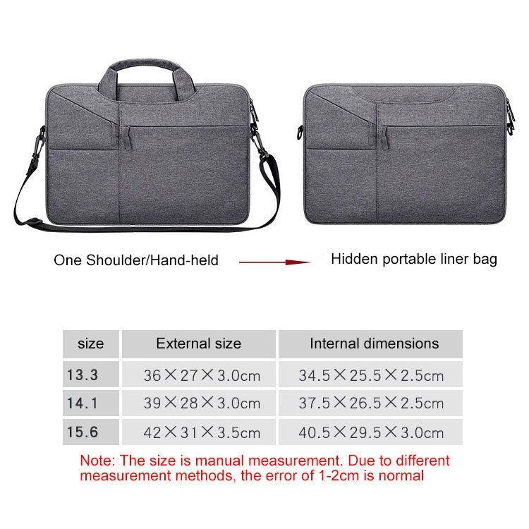 ST02S Waterproof Tear Resistance Hidden Portable Strap One-shoulder Handbag for 14.1 inch Laptops, with Suitcase Belt(Navy Blue) - 14.1 inch by buy2fix | Online Shopping UK | buy2fix