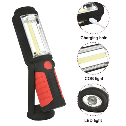 PR5W-1 5W COB+1W F8 IP43 Waterproof White Light LED Torch Work Light , 400 LM Multi-function USB Charging Portable Emergency Work Stand Light with Magnetic & 360 Degrees Swivel Hook(Red) - LED Flashlight by buy2fix | Online Shopping UK | buy2fix