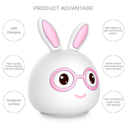 Happy Rabbit Creative Touch 3D LED Decorative Night Light, USB Charging Version (Pink) - Night Lights by buy2fix | Online Shopping UK | buy2fix