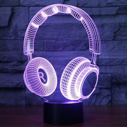 Headset Shape 3D Touch Switch Control LED Light , 7 Colour Discoloration Creative Visual Stereo Lamp Desk Lamp Night Light - Novelty Lighting by buy2fix | Online Shopping UK | buy2fix