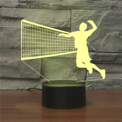 Playing Volleyball Shape 3D Colorful LED Vision Light Table Lamp, USB Touch Version - Novelty Lighting by buy2fix | Online Shopping UK | buy2fix