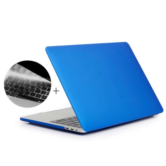 ENKAY Hat-Prince 2 in 1 Frosted Hard Shell Plastic Protective Case + Europe Version Ultra-thin TPU Keyboard Protector Cover for 2016 MacBook Pro 15.4 Inch with Touch Bar (A1707) (Dark Blue) - MacBook Pro Cases by ENKAY | Online Shopping UK | buy2fix