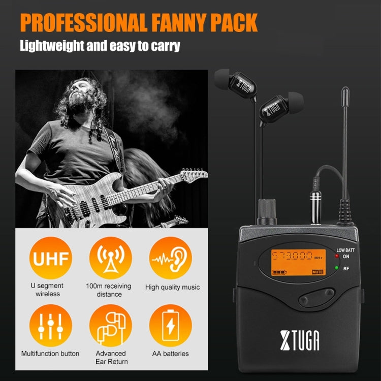 XTUGA RW2080 902-928MHz UHF Wireless Stage Singer In-Ear Monitor System Single BodyPack Receiver (Black) - Camera Microphone by XTUGA | Online Shopping UK | buy2fix