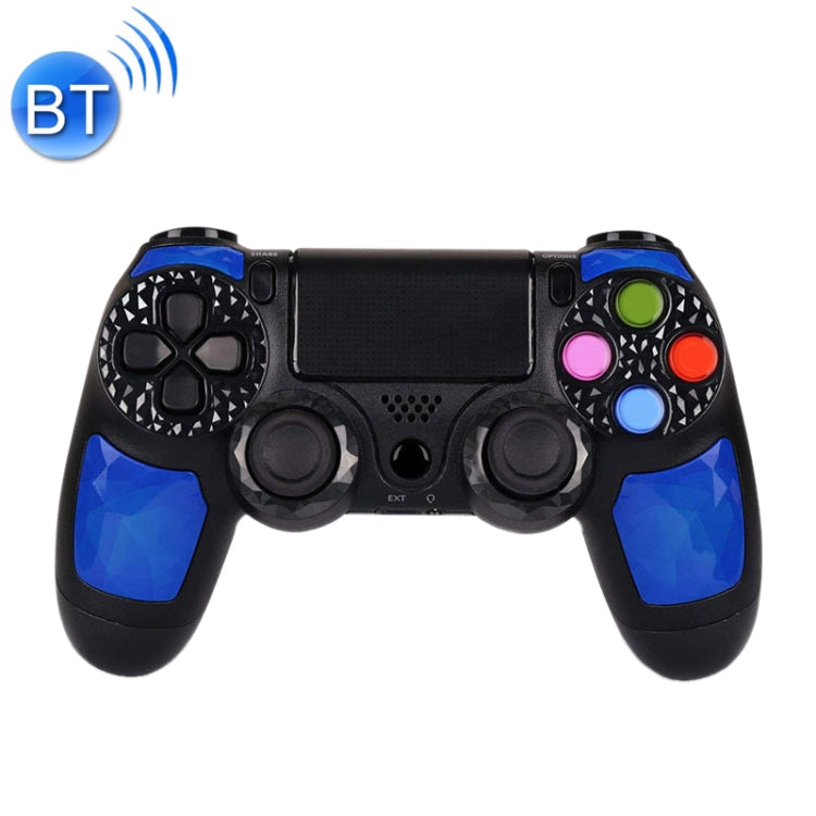 Wireless Bluetooth Diamond Texture Shock Touch Plate Game Handle Controller with Smart Indicator for Sony PS4(Blue) - Gamepads by buy2fix | Online Shopping UK | buy2fix