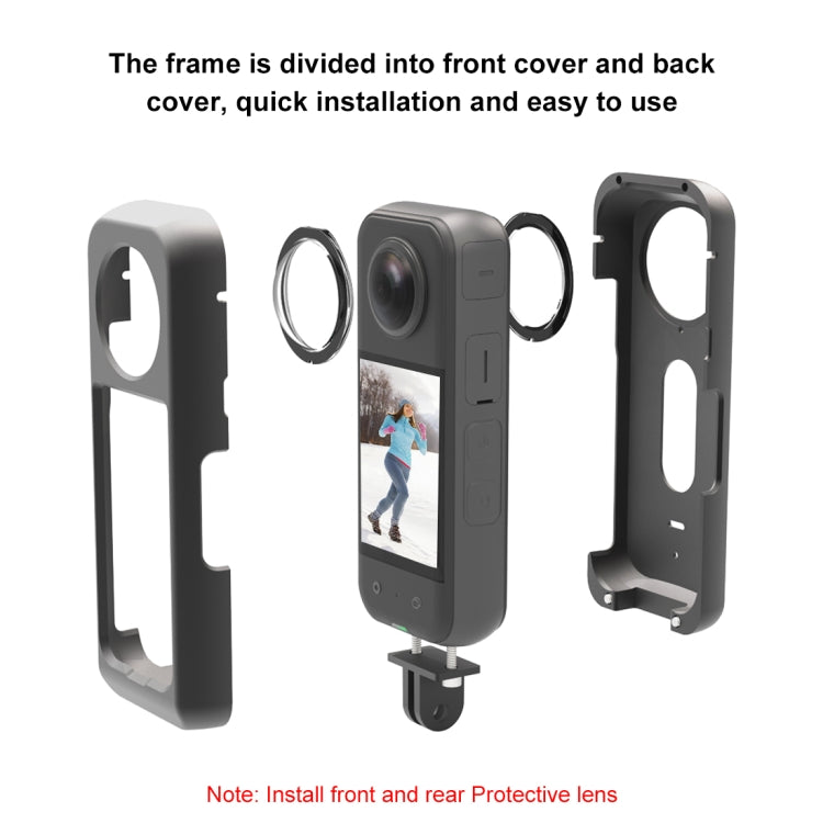 For Insta360 X3 PULUZ Metal Protective Cage Rig Housing Frame with Sticking Lens Film (Black) - Mount & Holder by PULUZ | Online Shopping UK | buy2fix