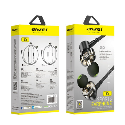 awei Z1 In-ear Wire Control Earphone with Mic, For iPhone, iPad, Galaxy, Huawei, Xiaomi, LG, HTC and Other Smartphones - In Ear Wired Earphone by awei | Online Shopping UK | buy2fix