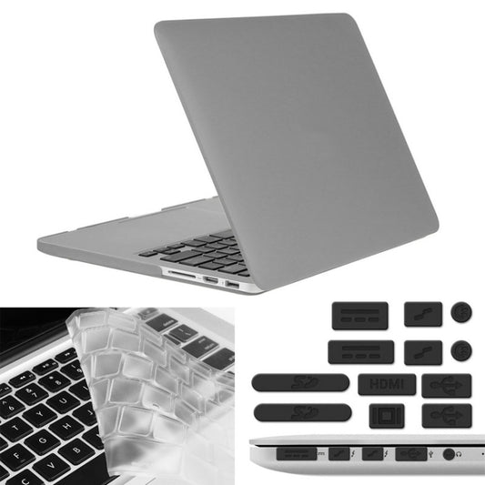 ENKAY for Macbook Pro Retina 13.3 inch (US Version) / A1425 / A1502 Hat-Prince 3 in 1 Frosted Hard Shell Plastic Protective Case with Keyboard Guard & Port Dust Plug(Grey) - MacBook Pro Cases by ENKAY | Online Shopping UK | buy2fix