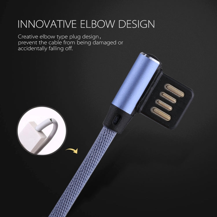 1m 2.4A Output USB to USB-C / Type-C Double Elbow Design Nylon Weave Style Data Sync Charging Cable(Blue) - USB-C & Type-C Cable by buy2fix | Online Shopping UK | buy2fix
