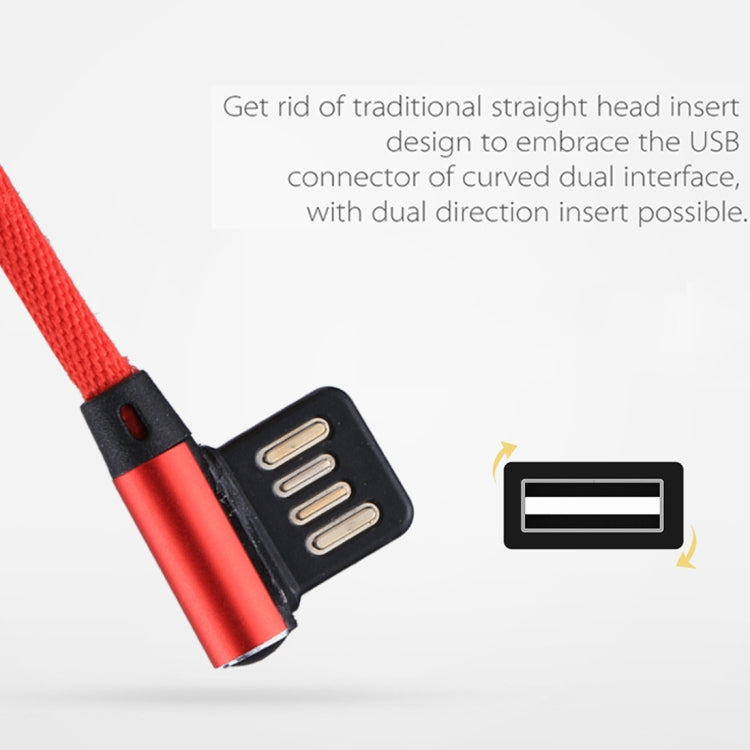 1m 2.4A Output USB to USB-C / Type-C Double Elbow Design Nylon Weave Style Data Sync Charging Cable(Red) - USB-C & Type-C Cable by buy2fix | Online Shopping UK | buy2fix