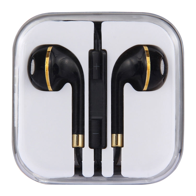 Black Wire Body 3.5mm In-Ear Earphone with Line Control & Mic for iPhone, Galaxy, Huawei, Xiaomi, LG, HTC and Other Smart Phones(Gold) - Normal Style Earphone by buy2fix | Online Shopping UK | buy2fix