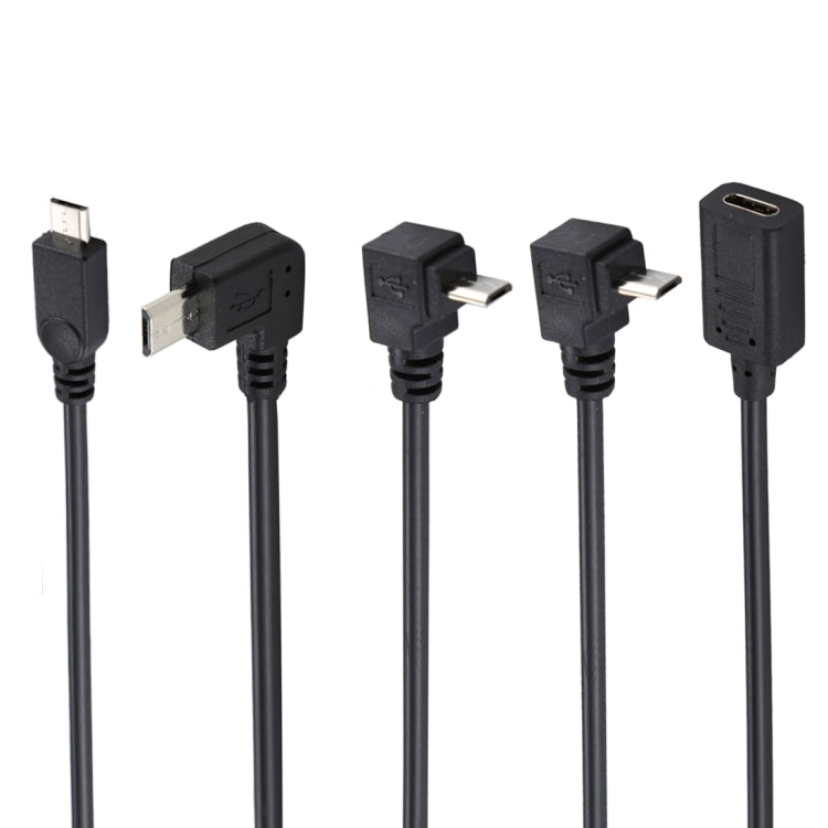 4 PCS USB-C / Type-C Female to Micro USB (Straight / Up / Down / Left Angle) Male Adapter Cable, Length: about 30cm, For Samsung, Huawei, Xiaomi, HTC, Meizu, Sony and other Smartphones - Multifunctional Cable by buy2fix | Online Shopping UK | buy2fix