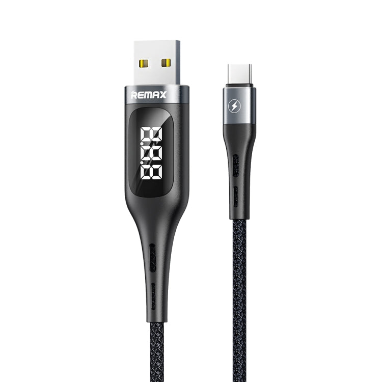 REMAX RC-096a Leader 1.2m 2.1 USB to USB-C / Type-C Intelligent Digital Display Aluminum Alloy Braid Fast Charging Data Cable - USB-C & Type-C Cable by REMAX | Online Shopping UK | buy2fix