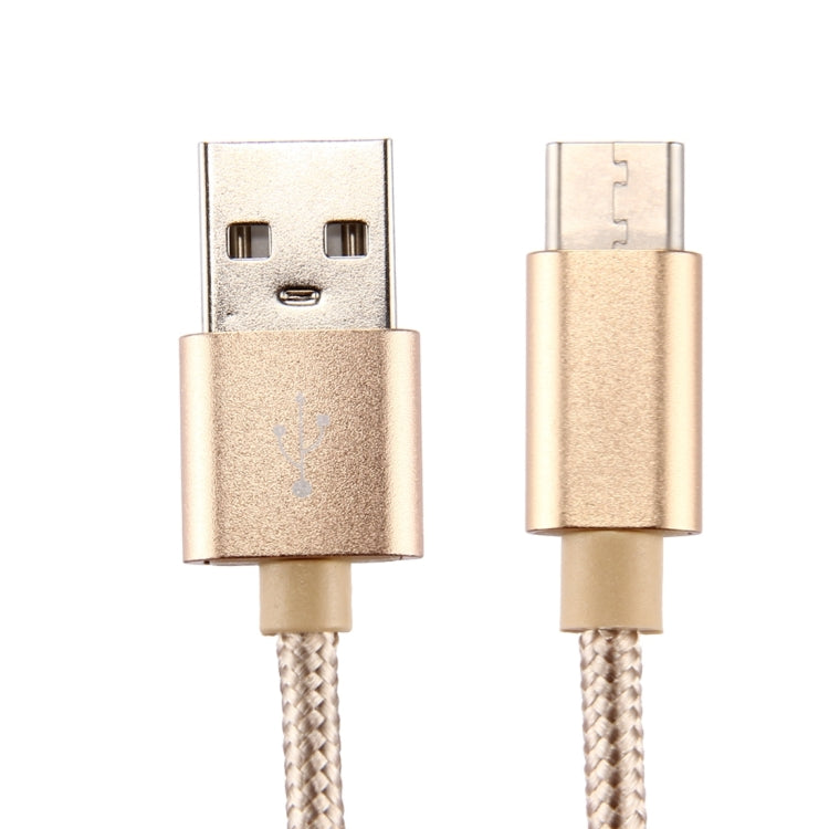 Knit Texture USB to USB-C / Type-C Data Sync Charging Cable, Cable Length: 1m, 3A Total Output, 2A Transfer Data(Gold) - USB-C & Type-C Cable by buy2fix | Online Shopping UK | buy2fix