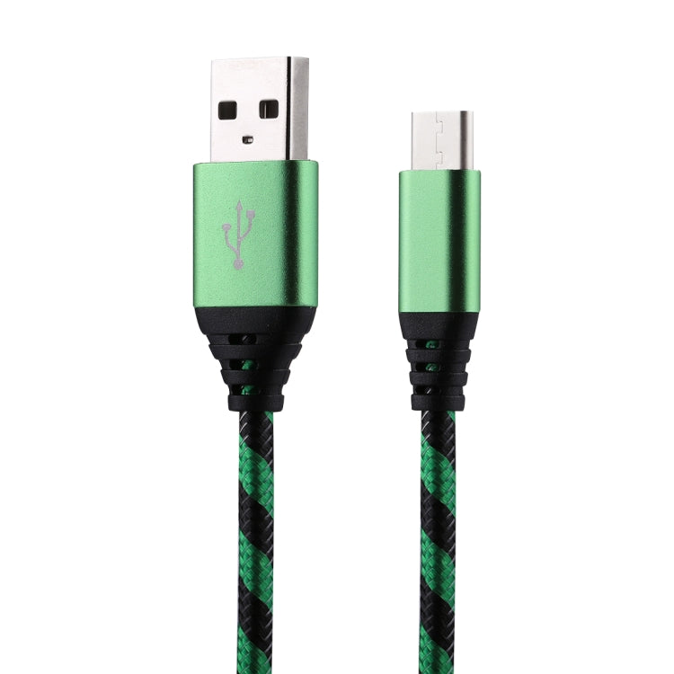 1m USB to USB-C / Type-C Nylon Weave Style Data Sync Charging Cable(Green) - USB-C & Type-C Cable by buy2fix | Online Shopping UK | buy2fix