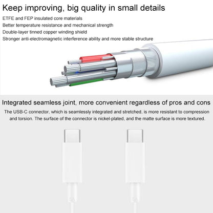Original Huawei CP43 5A USB-C / Type-C to USB-C / Type-C Fast Charging Data Cable, Cable Length: 1m (White) - USB-C & Type-C Cable by Huawei | Online Shopping UK | buy2fix