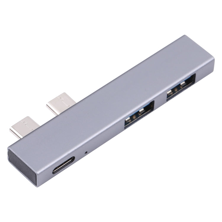 For MacBook Pro 819B Dual USB-C/Type-C Male to Dual USB+USB-C/Type-C Female Adapter (Silver) - Converter & Adapter by buy2fix | Online Shopping UK | buy2fix