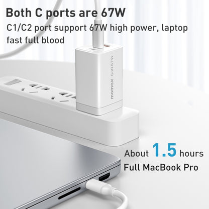 MOMAX UM30 PD 67W Fast Charger Power Adapter, UK Plug(White) - USB Charger by MOMAX | Online Shopping UK | buy2fix