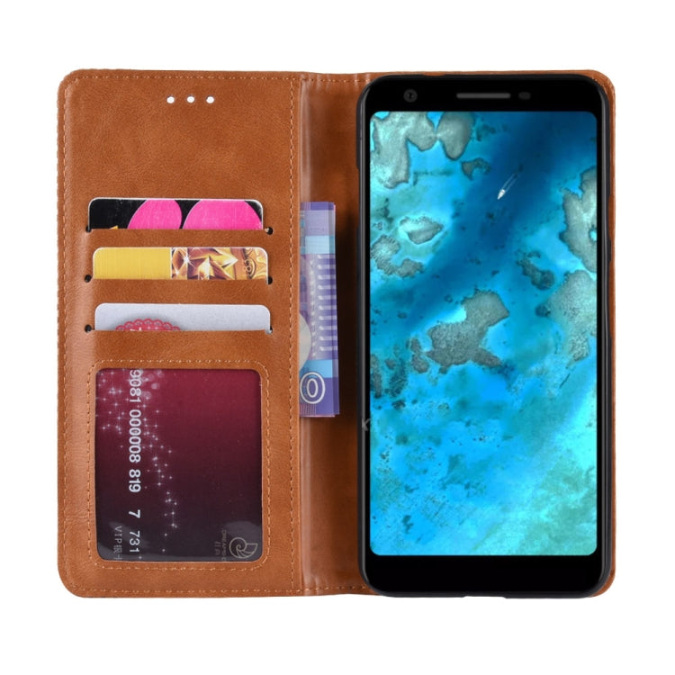 Magnetic Buckle Retro Crazy Horse Texture Horizontal Flip Leather Case for Google Pixel 3a , with Holder & Card Slots & Photo Frame(Brown) - Google Cases by buy2fix | Online Shopping UK | buy2fix