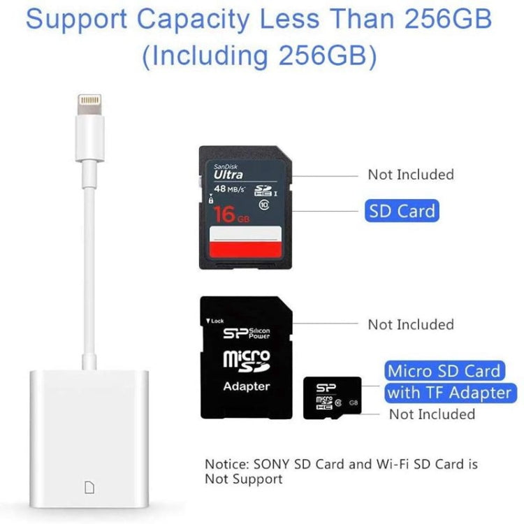 ZS-KL21810 8 Pin to SD Card Camera Card Reader Adapter, Support All iOS System - Converter & Adapter by buy2fix | Online Shopping UK | buy2fix