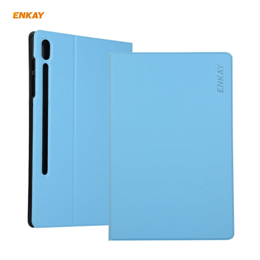 For Samsung Galaxy Tab S8 / Galaxy Tab S7 11.0 T870 / T875 ENKAY Horizontal Flip PU Leather + TPU Smart Case with Holder & Sleep / Wake-up Function(Light Blue) - Galaxy Tab S8 Cases by ENKAY | Online Shopping UK | buy2fix