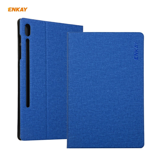 For Samsung Galaxy Tab S8 / Galaxy Tab S7 11.0 T870 / T875 ENKAY Coarse Cloth Pattern PU Leather + TPU Smart Case with Holder & Sleep / Wake-up Function(Dark Blue) - Galaxy Tab S8 Cases by ENKAY | Online Shopping UK | buy2fix