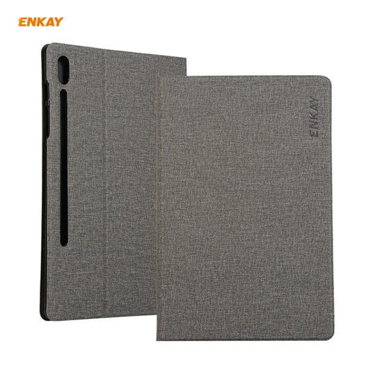 For Samsung Galaxy Tab S8 / Galaxy Tab S7 11.0 T870 / T875 ENKAY Coarse Cloth Pattern PU Leather + TPU Smart Case with Holder & Sleep / Wake-up Function(Grey) - Galaxy Tab S8 Cases by ENKAY | Online Shopping UK | buy2fix