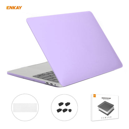 ENKAY 3 in 1 Matte Laptop Protective Case + EU Version TPU Keyboard Film + Anti-dust Plugs Set for MacBook Pro 15.4 inch A1707 & A1990 (with Touch Bar)(Purple) - MacBook Pro Cases by ENKAY | Online Shopping UK | buy2fix