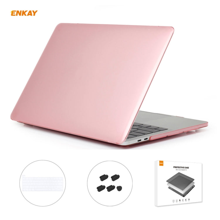 ENKAY 3 in 1 Crystal Laptop Protective Case + US Version TPU Keyboard Film + Anti-dust Plugs Set for MacBook Pro 13.3 inch A2251 & A2289 & A2338 (with Touch Bar)(Pink) - MacBook Pro Cases by ENKAY | Online Shopping UK | buy2fix