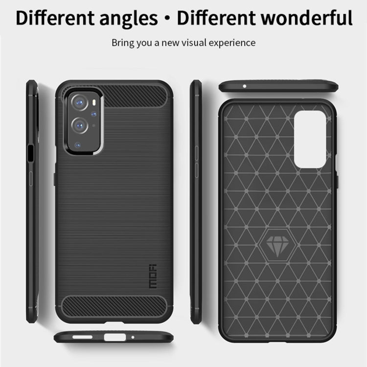 For OnePlus 9 Pro MOFI Gentleness Series Brushed Texture Carbon Fiber Soft TPU Case(Black) - OnePlus Cases by MOFI | Online Shopping UK | buy2fix