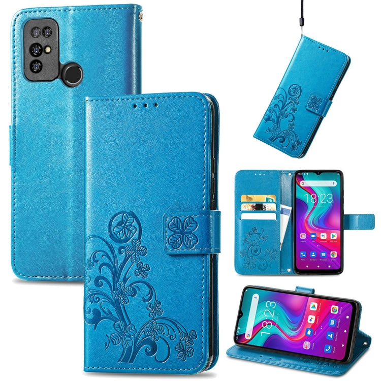 For  Doogee X96 Pro Four-leaf Clasp Embossed Buckle Mobile Phone Protection Leather Case with Lanyard & Card Slot & Wallet & Bracket Function(Blue) - More Brand by buy2fix | Online Shopping UK | buy2fix