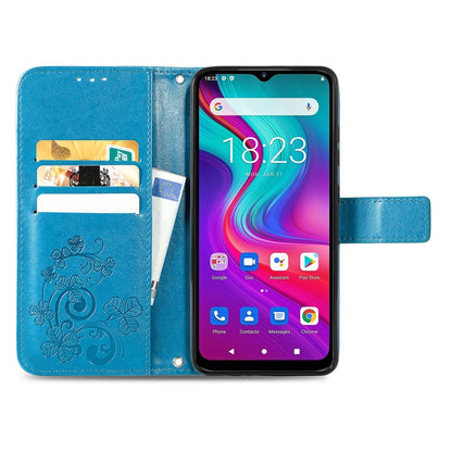 For  Doogee X96 Pro Four-leaf Clasp Embossed Buckle Mobile Phone Protection Leather Case with Lanyard & Card Slot & Wallet & Bracket Function(Blue) - More Brand by buy2fix | Online Shopping UK | buy2fix