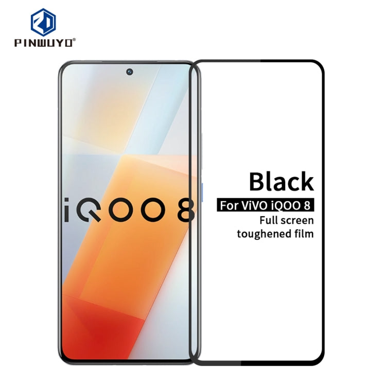 For vivo iQOO8 PINWUYO 9H 2.5D Full Screen Tempered Glass Film(Black) - vivo Tempered Glass by PINWUYO | Online Shopping UK | buy2fix