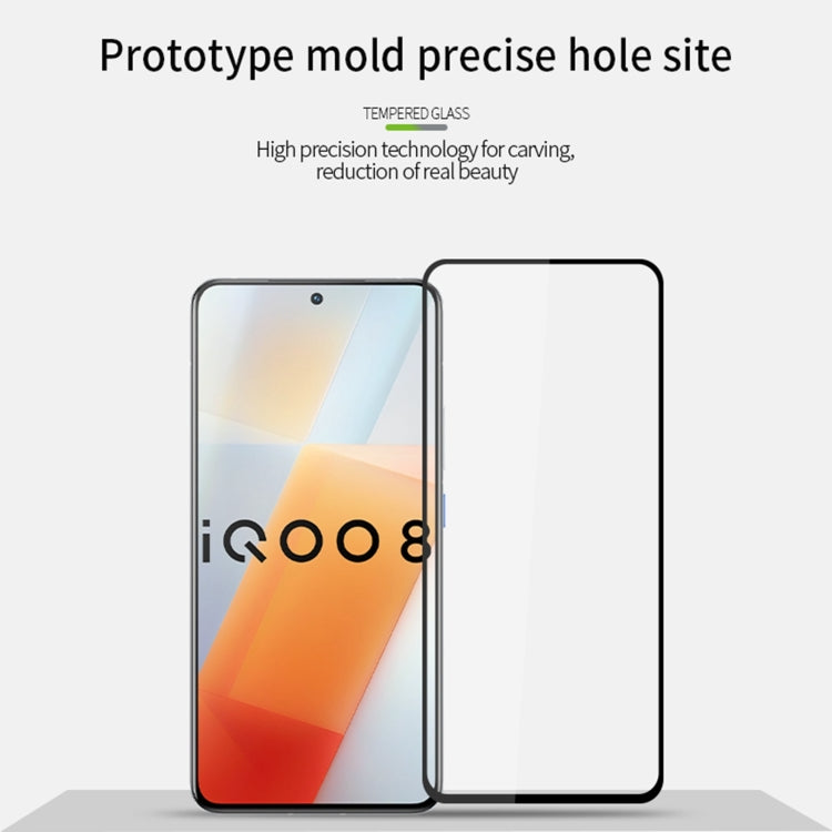 For vivo iQOO8 PINWUYO 9H 2.5D Full Screen Tempered Glass Film(Black) - vivo Tempered Glass by PINWUYO | Online Shopping UK | buy2fix