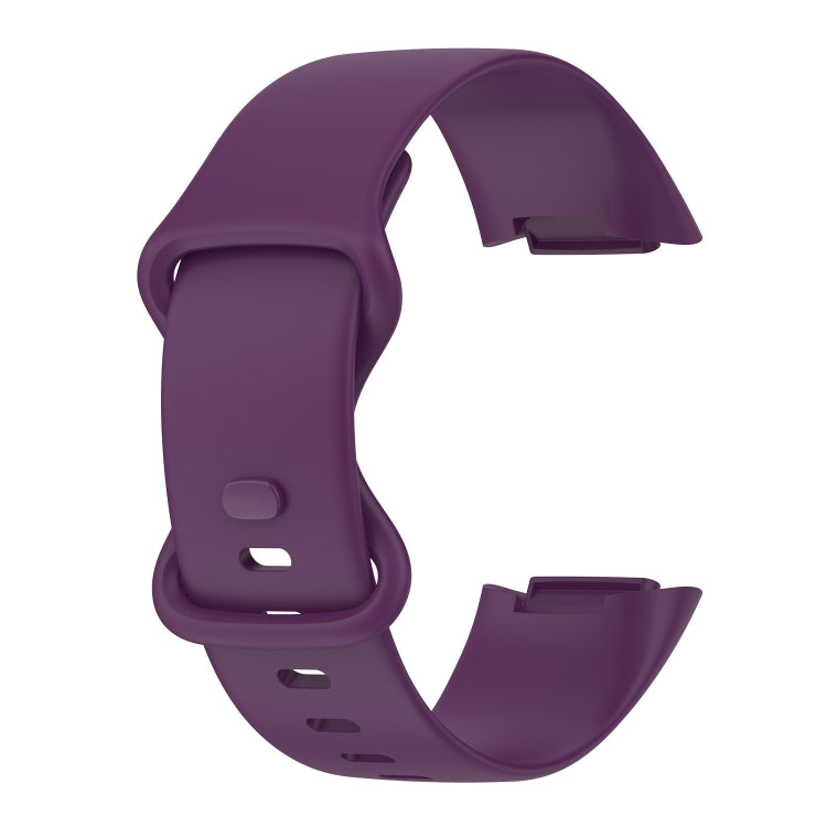 For Fitbit Charge 5 Monochromatic Silicone Watch Band, Size：Large Size(Purple) - Watch Bands by buy2fix | Online Shopping UK | buy2fix