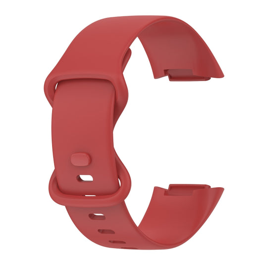 For Fitbit Charge 5 Monochromatic Silicone Watch Band, Size: Small Size(Red) - Watch Bands by buy2fix | Online Shopping UK | buy2fix