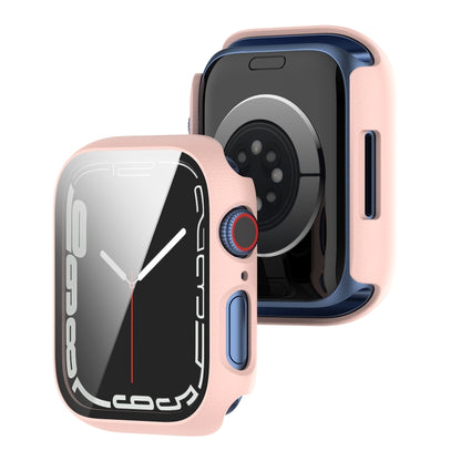 Shockproof PC Protective Case with Tempered Glass Film For Apple Watch Series 9 / 8 / 7 45mm(Silver) - Watch Cases by buy2fix | Online Shopping UK | buy2fix
